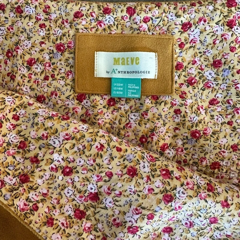 Maeve Anthropologie Cosima Flounced Hi-Low Suede Midi Skirt Mustard size 16W​​ - Picture 7 of 15